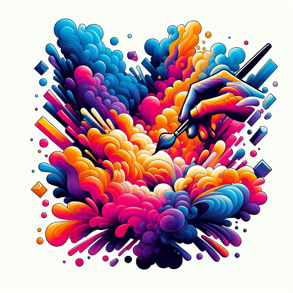 Disruptive in illustration style with gradients and white background