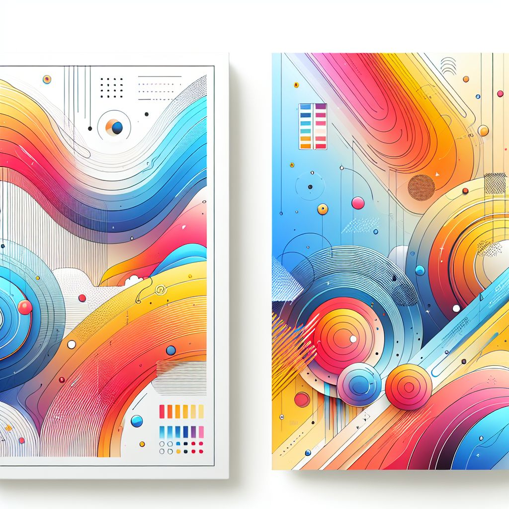 Portfolio in illustration style with gradients and white background