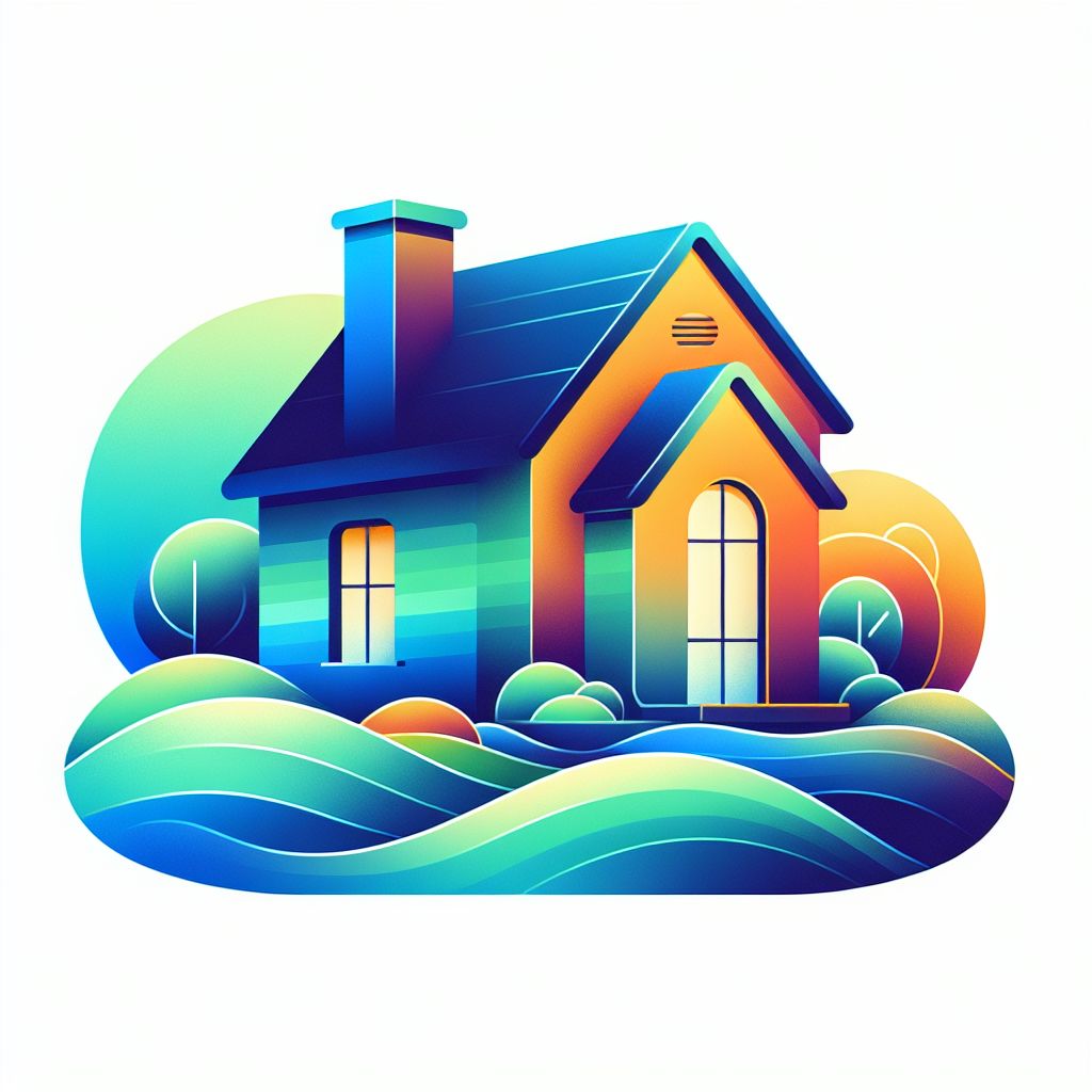 Ilustración de estilo casero con degradados y fondo blanco.