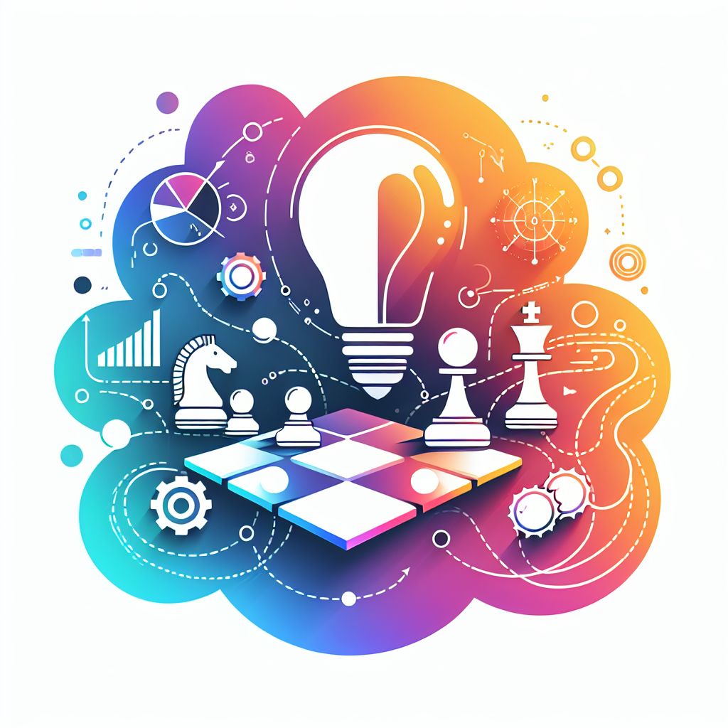 Strategy in illustration style with gradients and white background