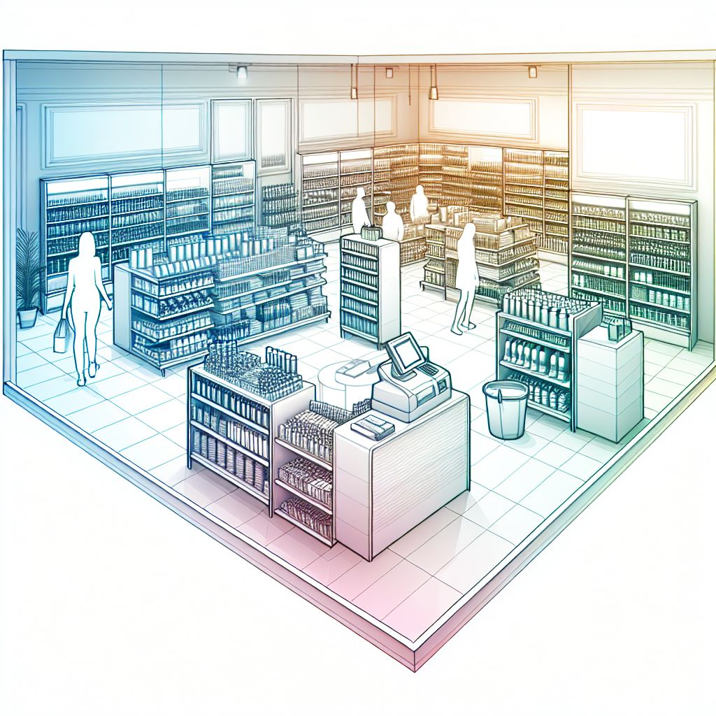 Retail in illustration style with gradients and white background